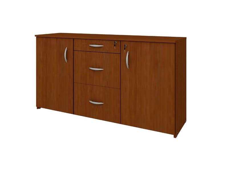 Armário Credenza em MDP 18mm com 2 portas, 2 gavetas para pasta suspensa e 1 gaveta menor. Med.: 1,30x0,47x0,75