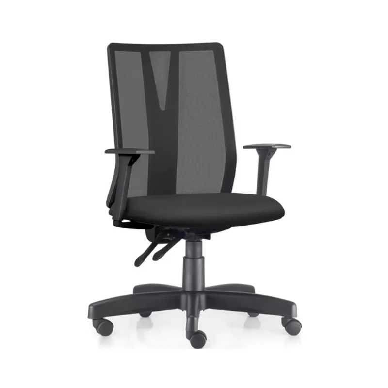 Cadeira ADDIT Presidente - Tela Preta - Base Metal - Frisokar