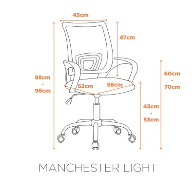 Cadeira Tela Giratória Manchester Elite Light - Fratini