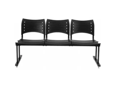 Longarina Iso 3 Lugares Preto - Mogiflex
